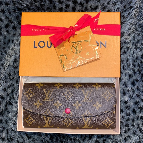 Louis Vuitton Brown Poppy Red Emilie Monogram Long Wallet. Brand New! - Picture 5 of 14